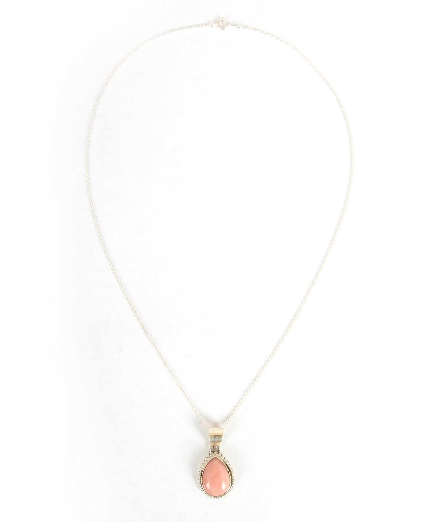 【フランス買付1点もの】ピンクオパールしずく型装飾ネックレス(スターリングシルバー)